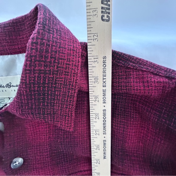 Vintage Eddie Bauer Men’s L 90s Red Plaid WOOL Blend L/S Shirt Shacket - Picture 8 of 8
